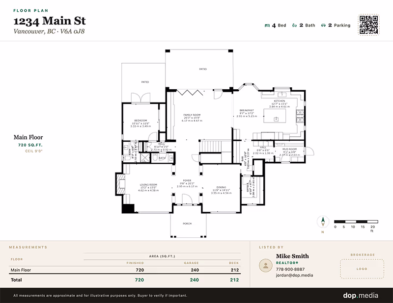 2D black & white floor plan — sample